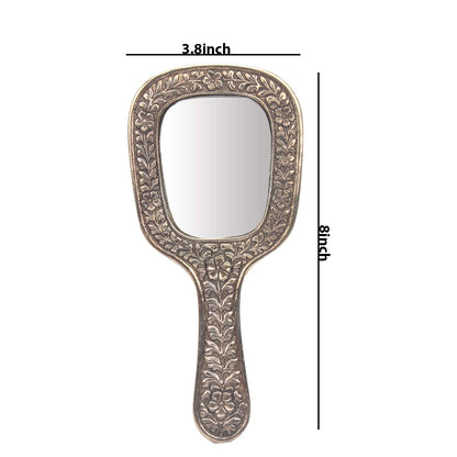 iCraft ICCM01 Hand Carved Metal Hand Mirrors for Home Decorations (Metal, Pack of 1)