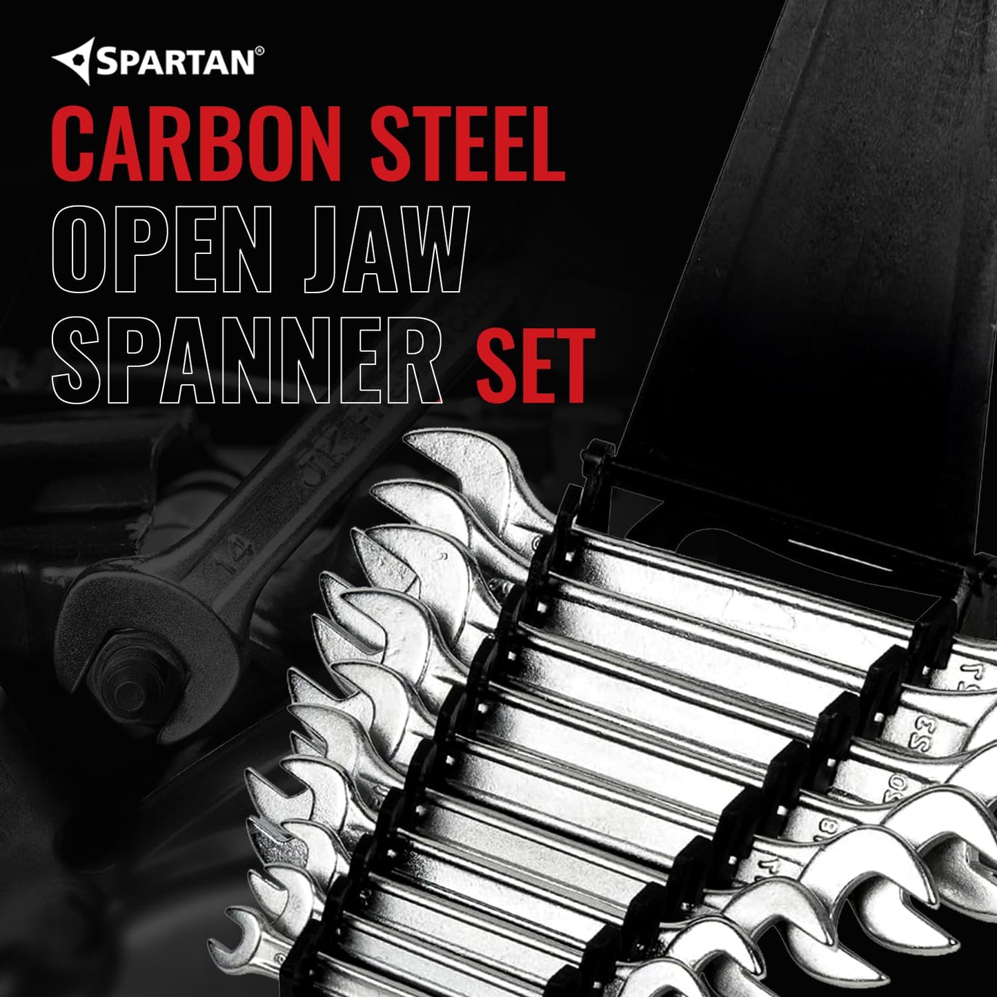 SPARTAN Carbon Steel Open Jaw Spanner Set/Wrench Set/Tool Kit Multipurpose Home Use and Professional Spanners, Corrosion Resistant Chrome Plating DOE Jaw Spanners (10 Piece)