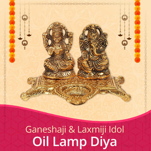 
                  
                    Klassic Ganesha & Laxmi Idol Oil Lamp Diya|Diwali Diya for Puja Diwali Gift Home Temple Articles Decoration Gifts|(Pack of 1,Golden)
                  
                
