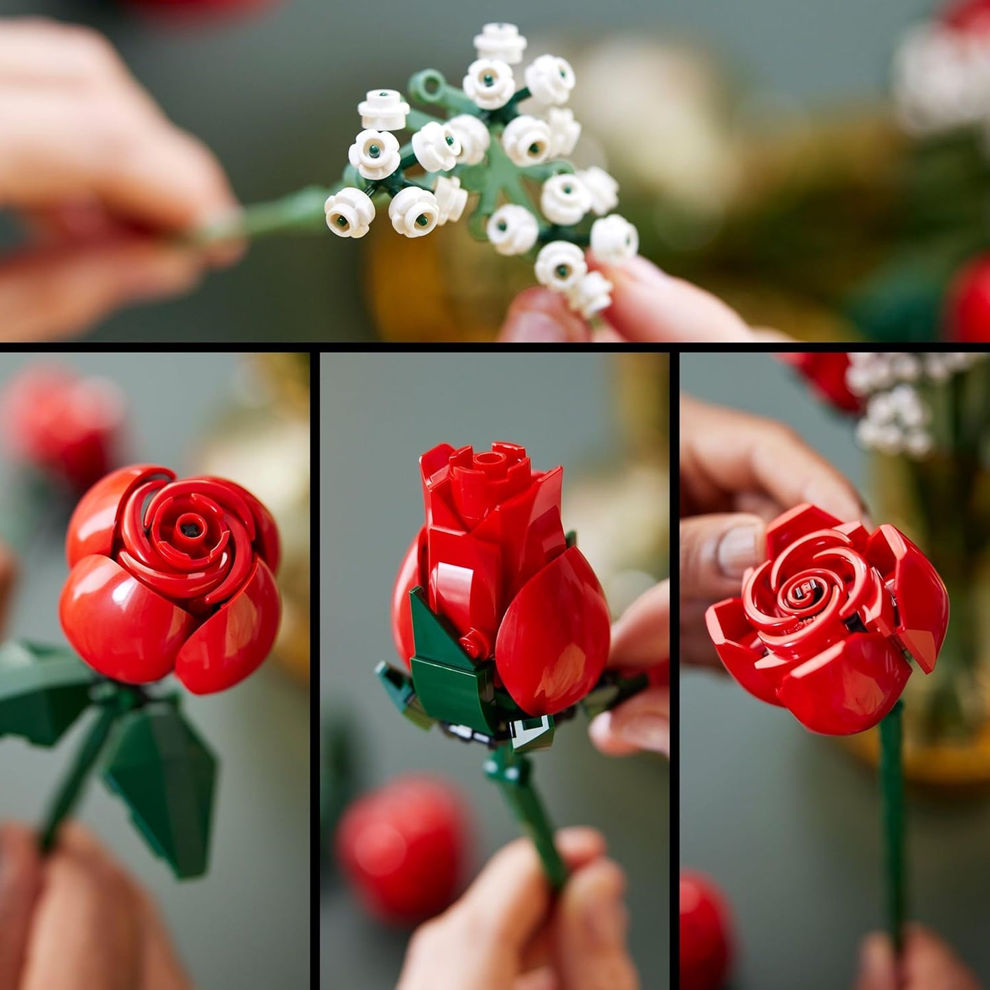LEGO Rose Bouquet Flower Building Set for Adults, Decorative Gift, 822 Pcs (Box Condition Damaged, Product Fine)