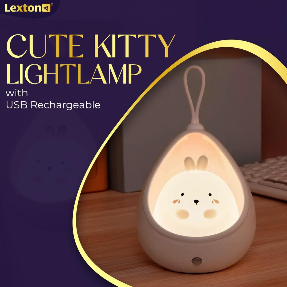 
                  
                    Lexton Cute Kitty Night Light Lamp with USB Rechargeable for Bedroom, Night Lamp, Gifting Purposes, Diwali Light Decoration for Kids Baby Toddler Teen Gift Warm White Colour (Pack of 1)
                  
                