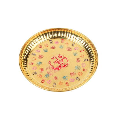 Klassic 6 Inch Pure Brass Om Puja Thali