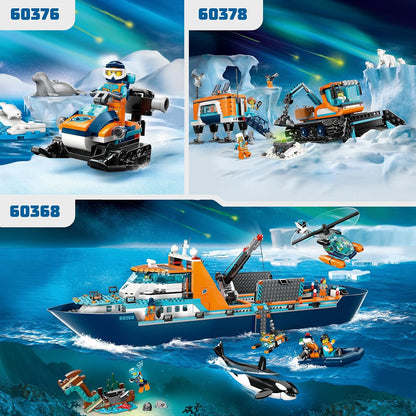 LEGO City Arctic Explorer Snowmobile Toy Set 60376 for Kids | 70 Pieces (Box Condition Damaged, Product Fine)