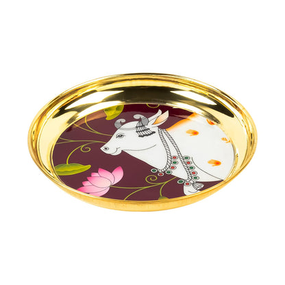 Klassic 6 Inch Brass Pooja Thali   handcrafted brass thali