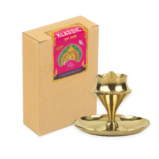 Klassic Brass Agarbatti Stand with Ash Catcher (Gold), Medium