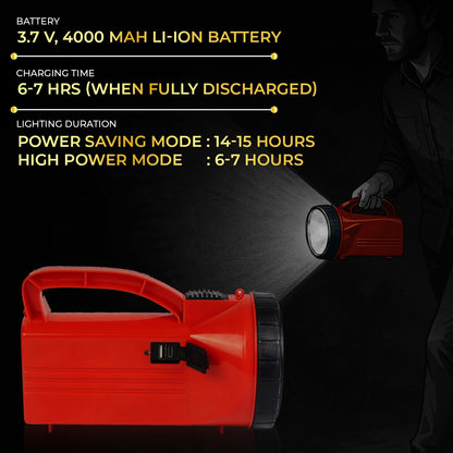 Lexton Thunder 5W Torch 4000mAh, Type-C Rechargeable, Powerbank, 2 Modes