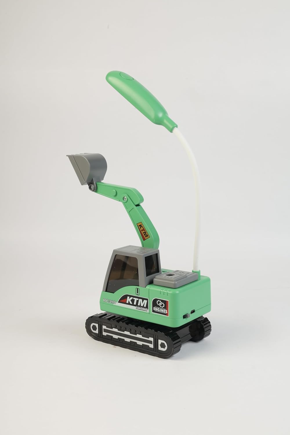 Lexton 12-Inch Excavator LED Desk Lamp | Rechargeable Kids Study Lamp with Phone Holder & Storage