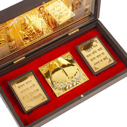 Klassic Ram Darbar Plastic Pooja Box with Hanuman Ji & Gold Plated Temple Frame
