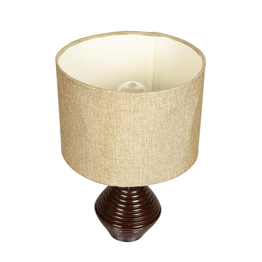 Lexton Wood Haven Table Lamp with pot-shaped jute shade (Blub Not Included)