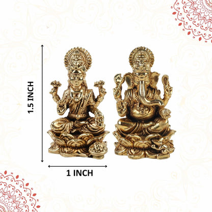 Klassic 1.5 Inch Pure Brass Ganesha & Lakshmi Idol Set | Pooja Murti Combo