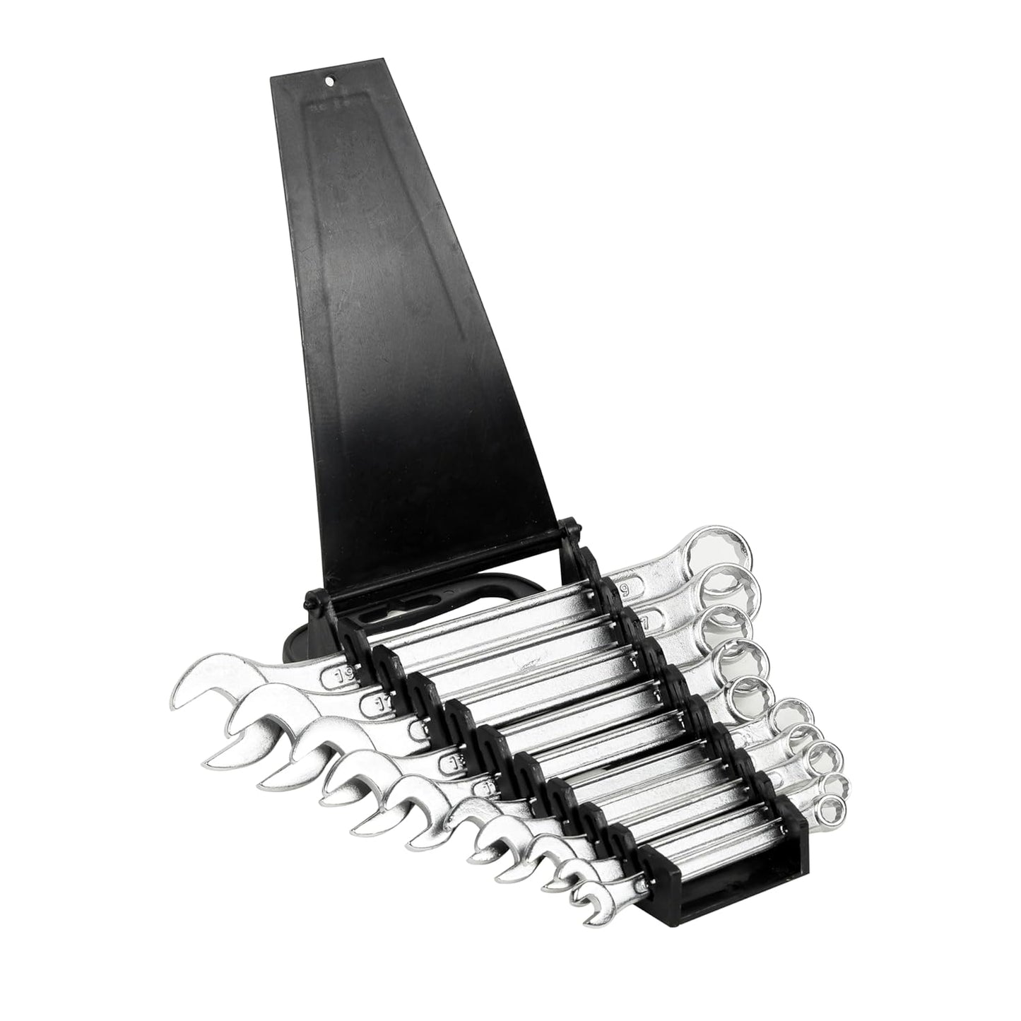 SPARTAN Carbon Steel Combination Spanner Set/Wrench Set/Tool Kit Multipurpose Home Use and Professional Spanners, Corrosion Resistant Chrome Plating Open Jaw and Ring Spanners (Silver, Set of 10)