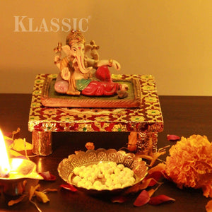 
                  
                    Klassic Small Brass Puja Thali/Bhog Thali for Mandir with Flower Engraved Design for Home & Temple Decoration & Gifting (Gold, 4 Inch)
                  
                
