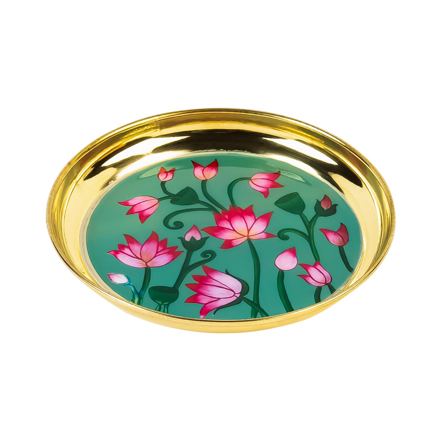 Klassic 6 Inch Handcrafted Brass Thali (Lotus Design) iCraft by Eagle