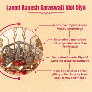 
                  
                    Klassic Laxmi Ganesh Saraswati Idol 5 Face Diya Oil Lamp Deepak Metal Showpiece Statue Traditional Diya for Diwali Puja , Home Decoration ( Pack of 1 , Gold )
                  
                