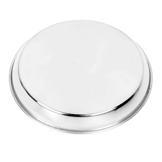 Sorabh Steel 8" Stainless Steel Deep Thali – Mirror Glossy, Laser Flower Print, Pack of 4