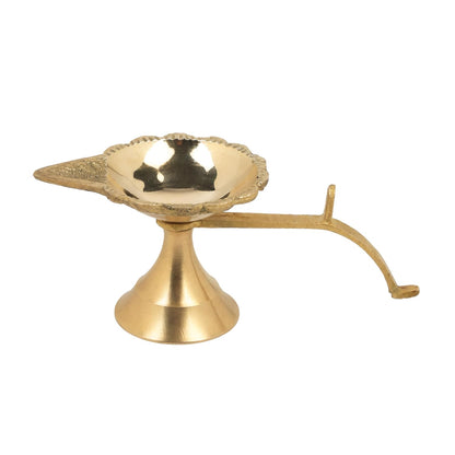 Klassic 5.7 Inch Pure Brass Aarti Diya for Puja, Home Temple, Mandir & Diwali Decor