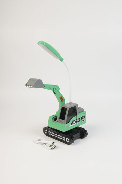 Lexton 12-Inch Excavator LED Desk Lamp | Rechargeable Kids Study Lamp with Phone Holder & Storage