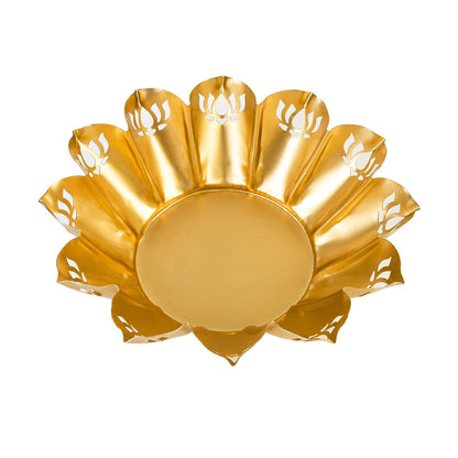 Klassic Golden Metal Lotus Urli Bowl 10.8 Inch