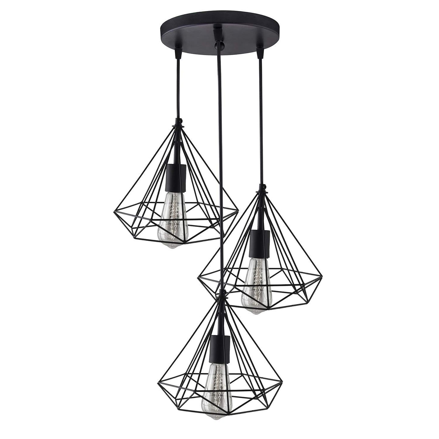 Lexton 60W Diamond Cage Hanging Pendant Lamp – Black, Indoor