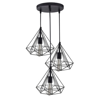 Lexton 60W Diamond Cage Hanging Pendant Lamp – Black, Indoor