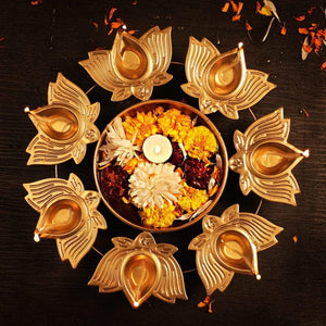 
                  
                    Klassic Unique and Antique 7 Lotus Diya Shape Urli Bowl | Metal, Perfect for Home Decor and a Unique Gift for Diwali, Housewarming, and Festive Celebrations (Golden, Pack of 1)
                  
                
