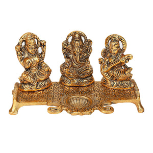 
                  
                    Klassic Laxmi Ganesh Saraswati Idol with Good Design Diya Lamp | Diwali Diya, Durga Puja Gift Temple Articles Decoration Antique Gifts (Pack of 1, Golden)
                  
                