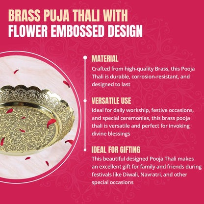 Klassic Small Brass Puja Thali 5.25 Inch