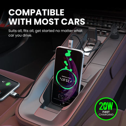 Portronics 20W Car Charger – Dual Port USB & Type-C Fast Charging (Black)