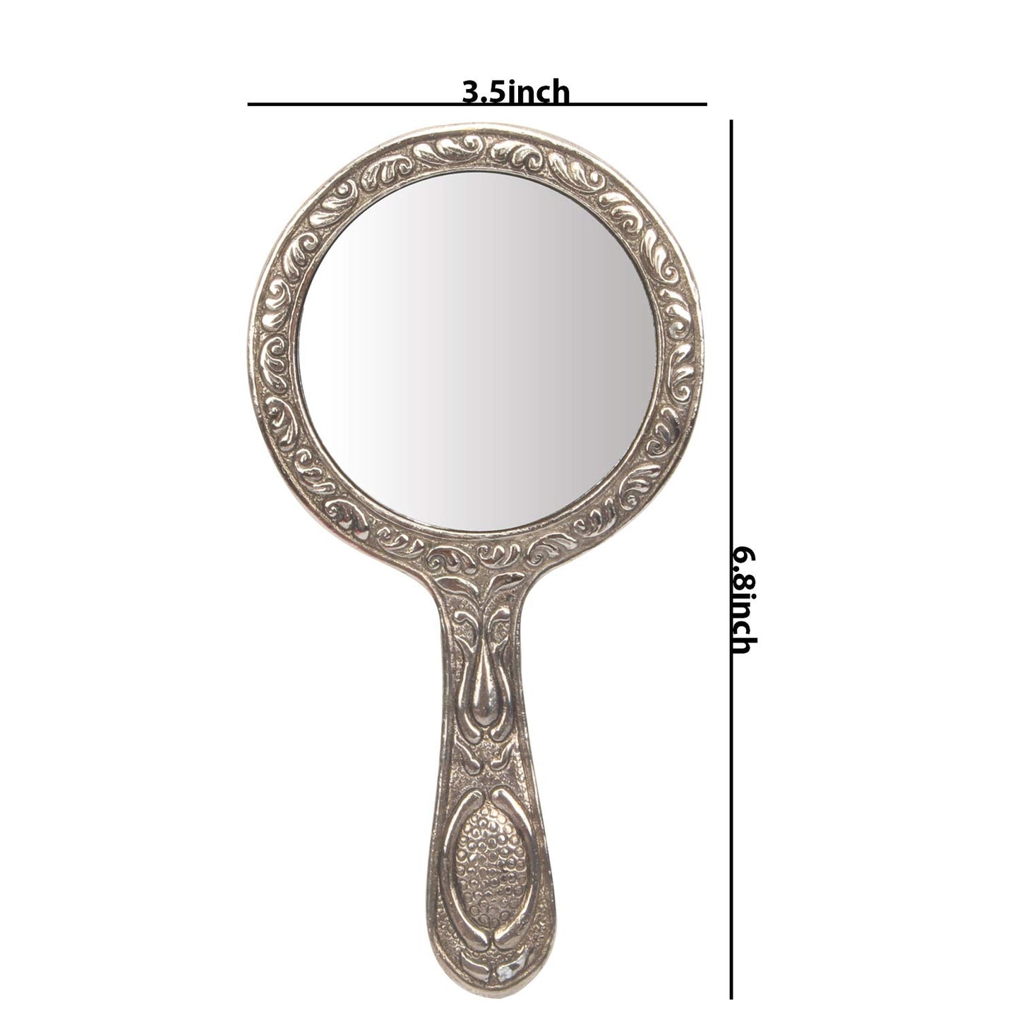 iCraft ICCM02 Hand Carved Metal Round Hand Mirrors for Home Decorations (Metal, Pack of 1)