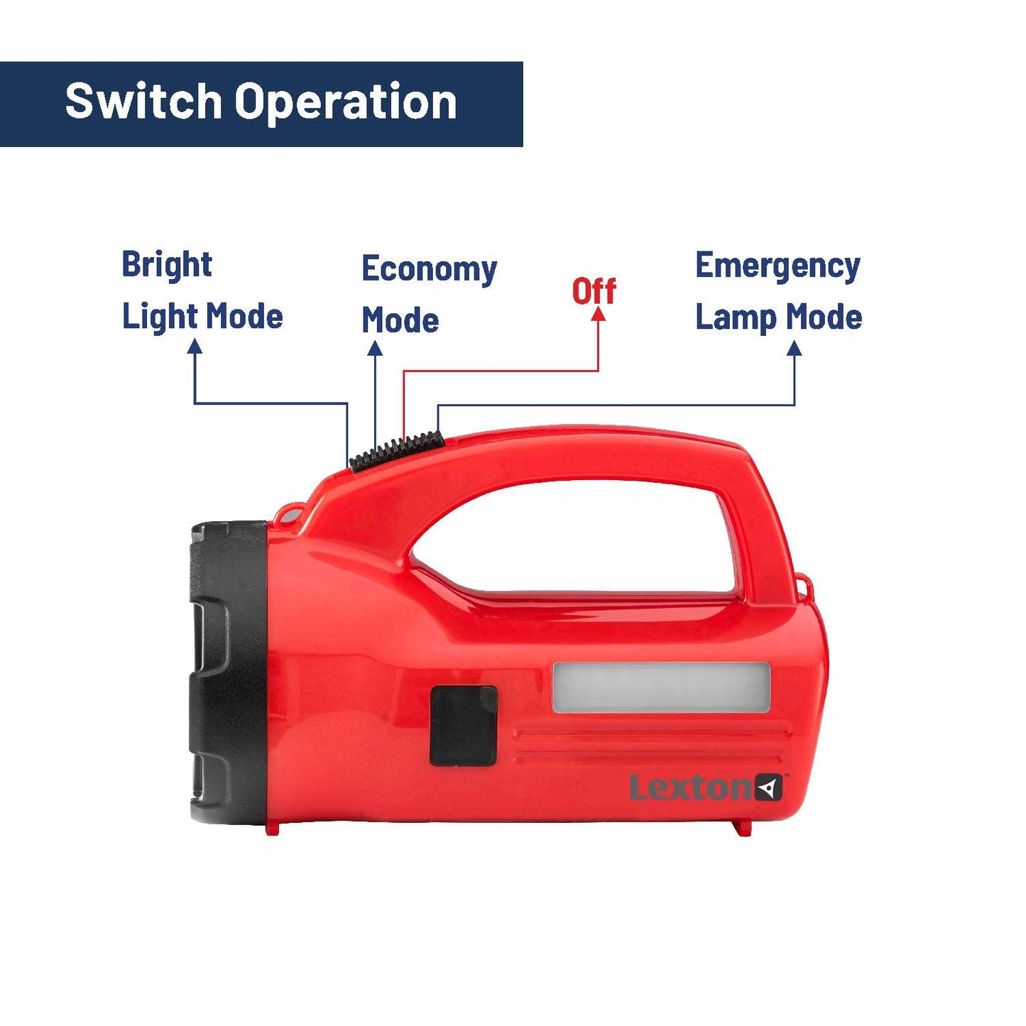 Lexton Tigor 5W Torch 3000mAh, USB Rechargeable, Long Beam, Red, Kit