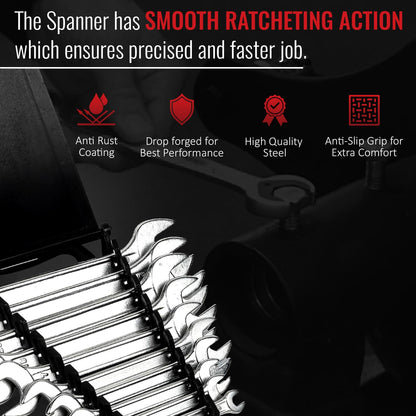 SPARTAN Carbon Steel Open Jaw Spanner Set/Wrench Set/Tool Kit Multipurpose Home Use and Professional Spanners, Corrosion Resistant Chrome Plating DOE Jaw Spanners (10 Piece)
