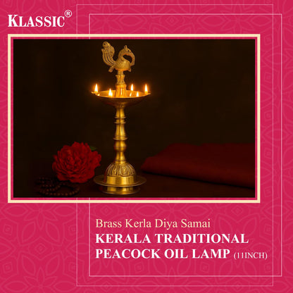 Klassic Brass Kerala Peacock Diya 11 Inch