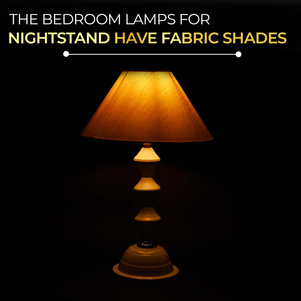 
                  
                    Lexton White Metal Pillar Table Lamp | Bed Side Lamp for Bedroom | Living Room | Home Decoration | Gifting Purpose | Bulb Not Included (Beige Shade Pack of 1)
                  
                