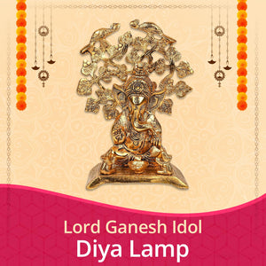 
                  
                    Klassic Lord Ganesh Idol with Good Design Diya Lamp | Diwali Diya, Durga Puja, Subh Labh Gift Temple Articles Decoration Antique Gifts (Pack of 1, Golden)
                  
                