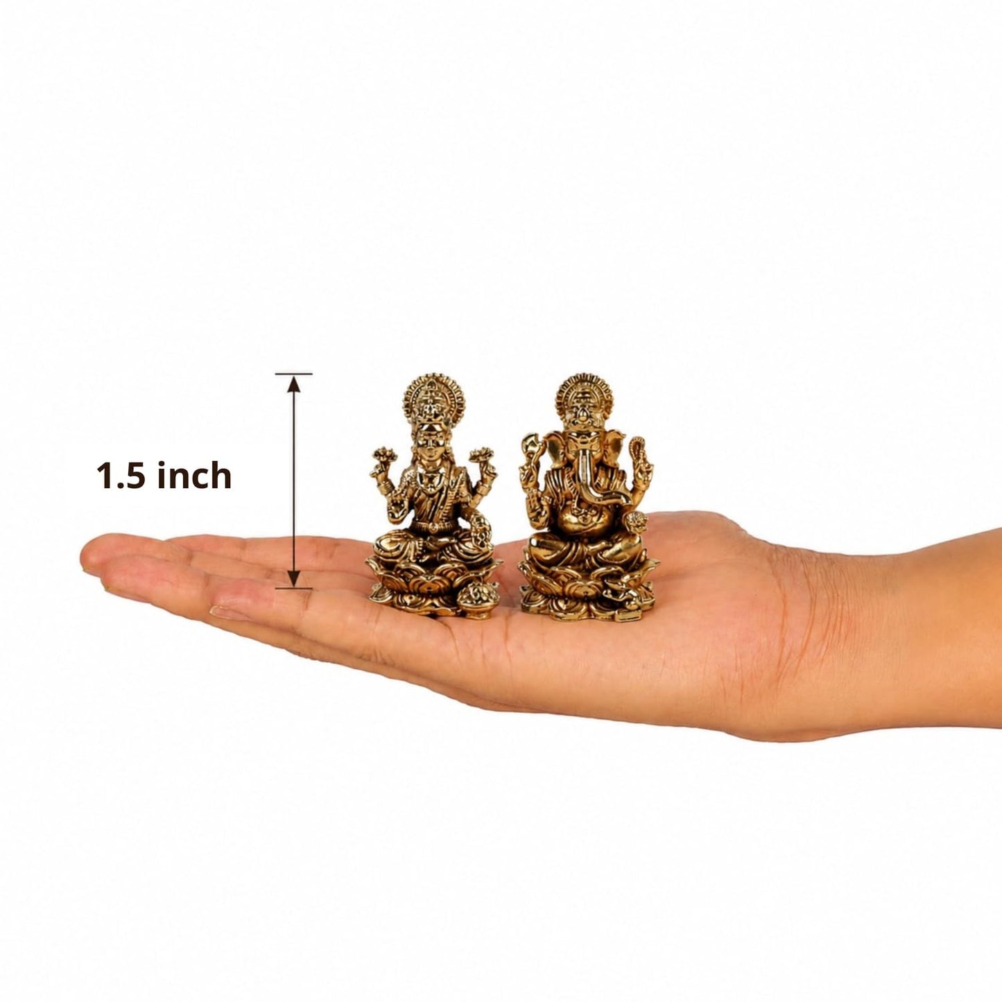 Klassic 1.5 Inch Pure Brass Ganesha & Lakshmi Idol Set | Pooja Murti Combo