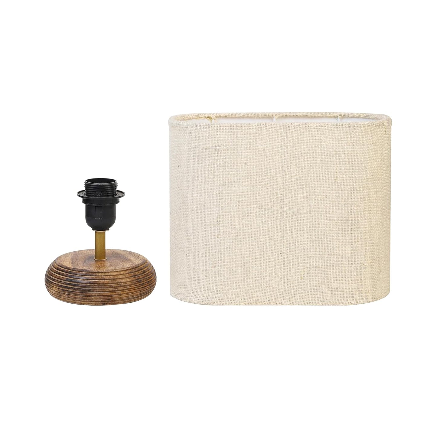 Lexton White Jute Table Lamp with Wood Base