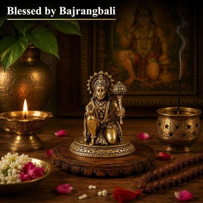 Klassic 2.7 Inch Pure Brass Hanuman Idol | Bajrangbali Murti for Home Temple