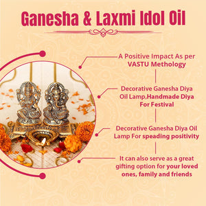 
                  
                    Klassic Ganesha & Laxmi Idol Oil Lamp Diya|Diwali Diya for Puja Diwali Gift Home Temple Articles Decoration Gifts|(Pack of 1,Golden)
                  
                