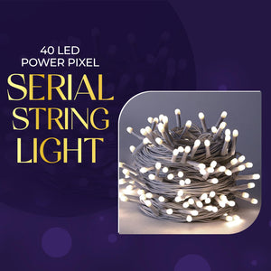 
                  
                    Lexton 40 LED Power Pixel Serial String/Fairy Light | Plug Sourced | Suitable for Home & Outdoor Decoration, Diwali, Christmas, Ramadan, Wedding, Party, Festival (Pack of 1, White)
                  
                