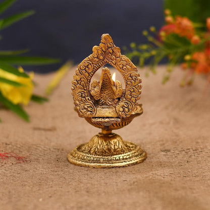 Klassic Antique Ganeshaji Metal Diya | Gold Plated 5 Batti Oil Lamp