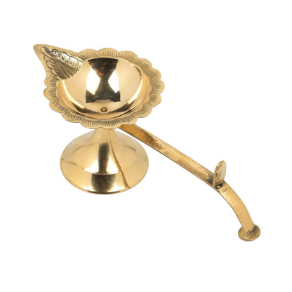 Klassic 4 Inch Pure Brass Aarti Diya for Puja, Home Temple, Mandir & Diwali Decor