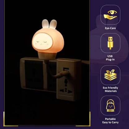 Lexton Cute Rabbit LED Night Light | USB Plug-in Kids Lamp