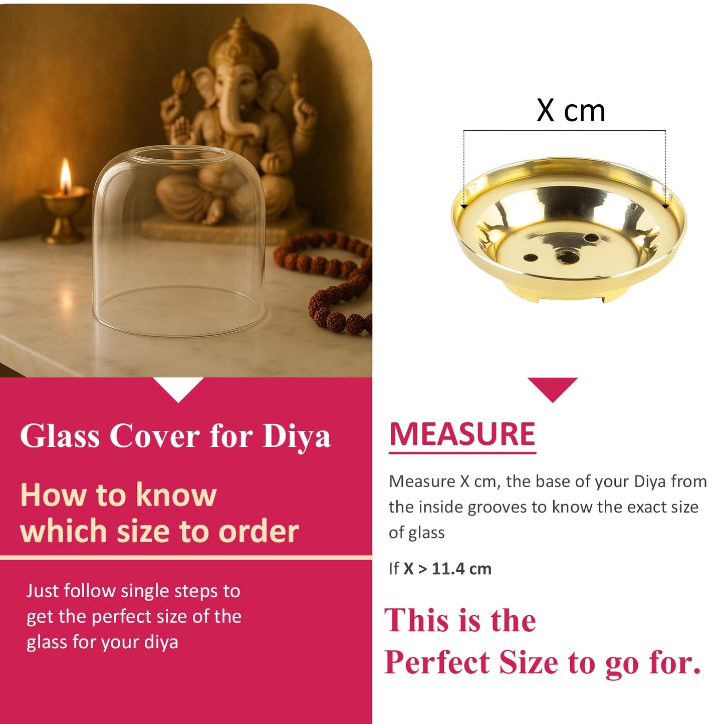 Klassic Borosilicate Glass Shade for Diya (Large)