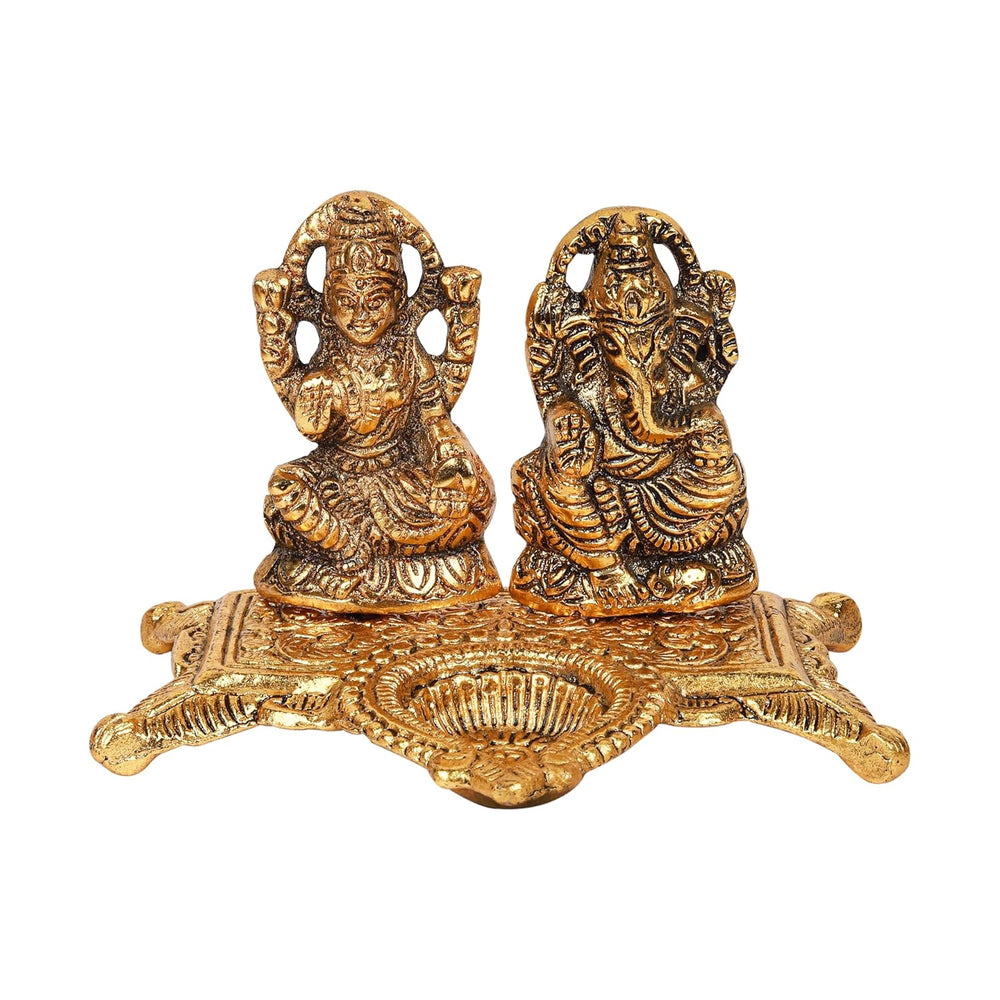 
                  
                    Klassic Ganesha & Laxmi Idol Oil Lamp Diya|Diwali Diya for Puja Diwali Gift Home Temple Articles Decoration Gifts|(Pack of 1,Golden)
                  
                