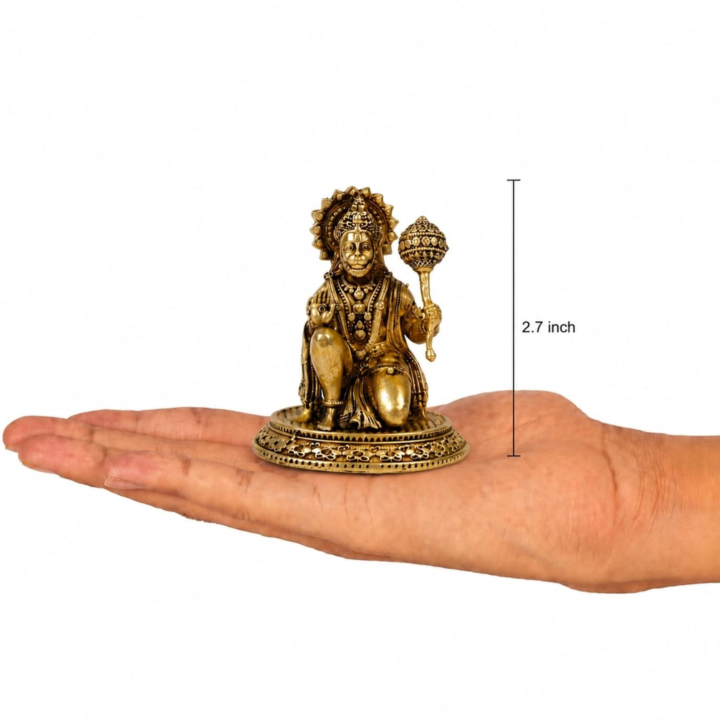 Klassic 2.7 Inch Pure Brass Hanuman Idol | Bajrangbali Murti for Home Temple