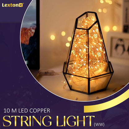 Lexton 10m LED Copper String Light  USB, Warm White