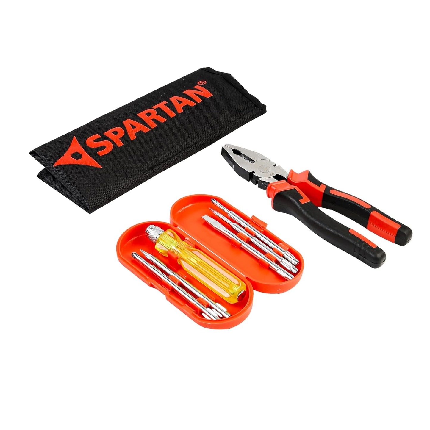 Spartan 8 Inch Combination Plier with 5 Piece Screwdriver Set | Heavy Duty Hand Tool Combo