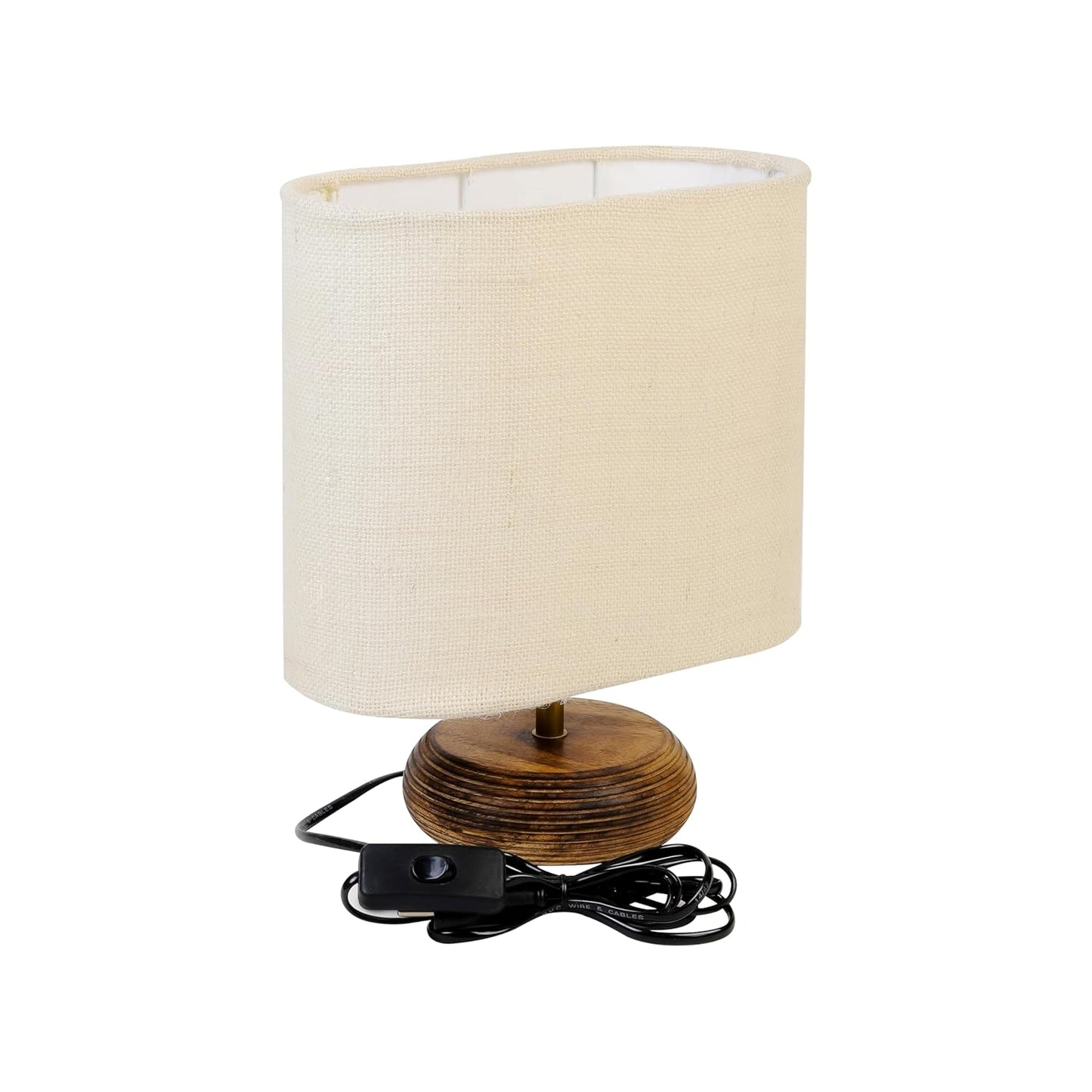Lexton White Jute Table Lamp with Wood Base
