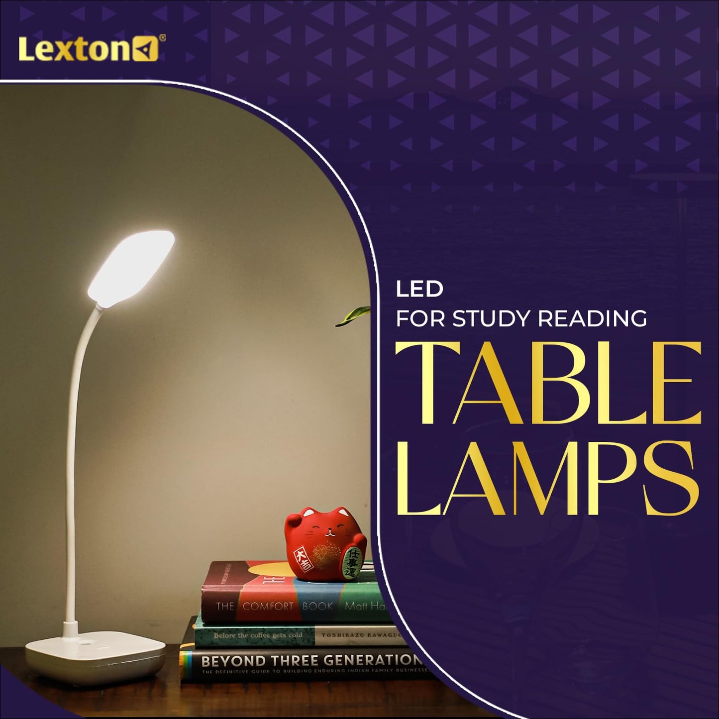 Lexton Rechargeable LED Table Lamp | Touch Control | 3 Color Modes | USB-C | White