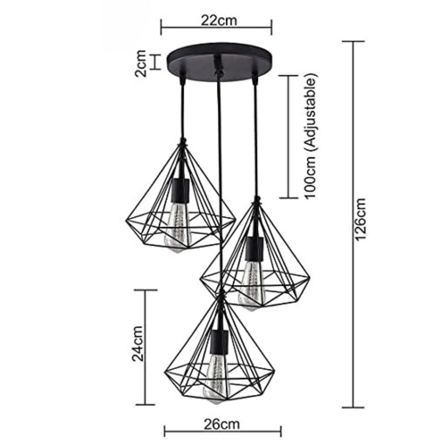 Lexton 60W Diamond Cage Hanging Pendant Lamp – Black, Indoor
